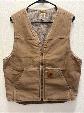 Vintage Carhartt Brown Sherpa-Lined Work Vest